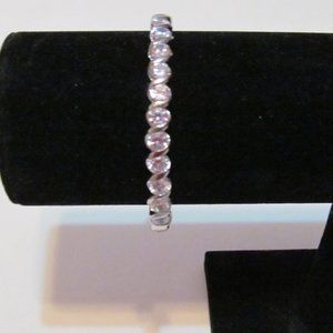 Womans silver tone czs sparkle bangle bracelet